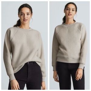 EVERLANE The ReNew Teddy Fleece Raglan Sweatshirt, Crew Neck (Oat) sz. S